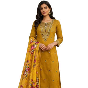 Heavy Viscos Faux Fur Fabric Digital Printed Beautiful Neck Design Fancy <b>Party</b> Ethnic Kurti Bottom Dupatta Set Reasonable Rate - Product Image 1