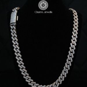 Charm_Jewells Men's Moissanite Necklace Box <b>Chain</b> 14K Gold Plated Silver Ball IGI Certified Claw Setting Hiphop Style - Product Image 2