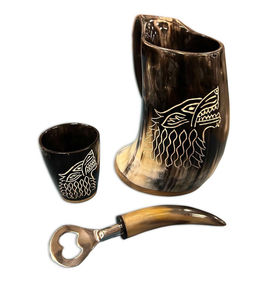 Chope à bière en corne de buffle Viking haut de gamme, sculptée à la main, artisanale, naturelle, personnalisable, article cadeau - Product Image 2