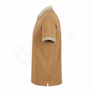Chemise décontractée pour homme en piqué 100 % polyester bleu marine à manches courtes, respirante, infroissable, coupe classique, design tricoté uni - Product Image 3