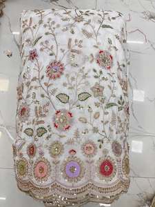 Tissu brodé perlé personnalisé, tissu à sequins, tissu dentelle, tissu organza pour kaftan, abaya, robe, textile, exportateur et acheteur en gros - Product Image 5