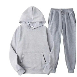 Customized Logo Men's Solid <b>Plus</b> <b>Size</b> <b>Jogger</b> <b>Set</b> High Quality Fleece Sweatshirt Sweatsuit Hoodie Wholesale for Winter Season - Product Image 5