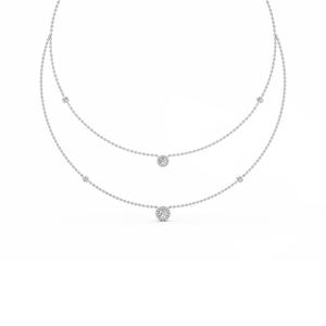 Collier double rangs avec halo ovale de diamants de laboratoire cultivés, 1,45 CTW, or rose 9 carats - Product Image 6