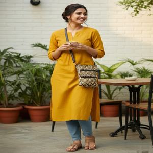 Sac bandoulière vertical moderne en tissu doux imprimé géométrique floral marron olive avec double fermeture éclair, sac de voyage léger pour femme - Product Image 2