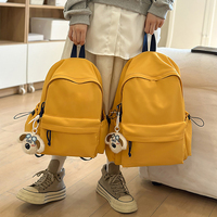 Sac à dos jaune de grande capacité en nylon avec fermeture éclair, antivol, décontracté, pour l'école, les voyages, unisexe, plusieurs poches, sac quotidien pour étudiants