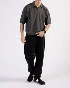 Camiseta polo informal al por mayor con cremallera para hombre, 100% algodón, talla grande, corte holgado, manga corta, con logo impreso personalizado. - Product Image 4