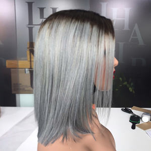 วิกผมลูกไม้แท้แบบชาวเวียดนาม100% สำหรับต่อผมแบบตรงไล่เฉดสีเทามีสองชั้น - Product Image 4