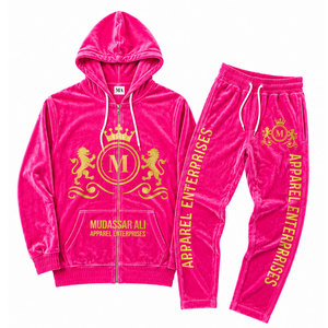 Ensemble de survêtement bleu à capuche Mudassar Ali Apparel Enterprises, 100% polyester, 350 g/m², fermeture éclair intégrale, poche avant - Product Image 4