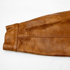 Women's Brown Genuine <b>Leather</b> Bomber Jacket Full Sleeve Stand Collar Zipper Closure Autumn Style Regular Length - Product Image 5