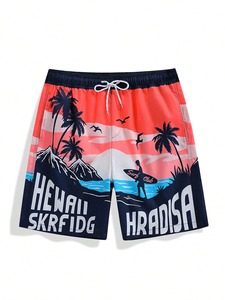Vintage Plant 3D Printed Board Shorts <b>Mens</b> Palm Graphic Short Pants Summer Hawaiian Breathable Swim <b>Trunks</b> Kids Loose Ice Shorts - Product Image 1
