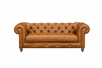 Canapé Chesterfield en cuir véritable trois places, dossier capitonné, accoudoirs roulés, style traditionnel, canapé de salon en cuir