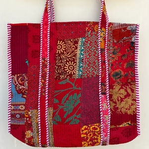 Sac fourre-tout matelassé patchwork en gros – Grand sac à main en coton à bandoulière pour femme - Product Image 1