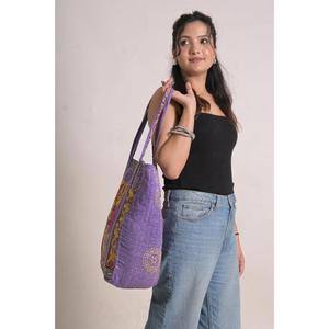 Bolso Tote de Algodón Kantha Hecho a Mano, Estilo Boho, Bolso de Compras Indio, Bolso de Hombro, Regalo para Ella - Product Image 2