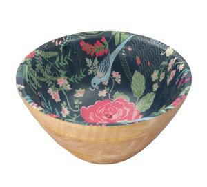 Royal Artisans - Tazón de Servir de Madera Hecho a Mano, Estilo Americano, Ecológico, Sin Recubrimiento, con Patrón de Hojas Azules Esmaltadas, para Aperitivos - Product Image 2