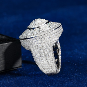 Anillo de Cóctel con Diamantes en Racimo, Unisex, Chapado en Oro de 14K, Oro Sólido, Engaste Pavé, Anillo de Compromiso de Lujo, Certificado IGI - Product Image 3