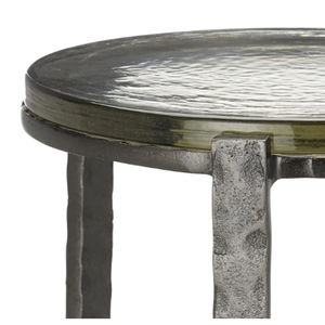 Aluminum Casted Drink <b>Table</b> With Casted Glass Top 23 Inch Height - Product Image 2