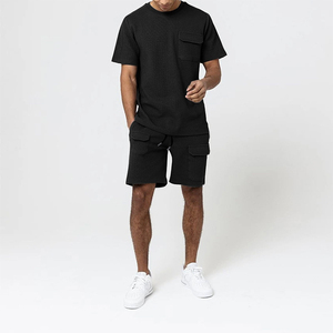 Ensemble t-shirt et short pour hommes, tenue d'été décontractée en deux pièces, respirant, léger, ensemble de vêtements de détente assortis, options multicolores - Product Image 2