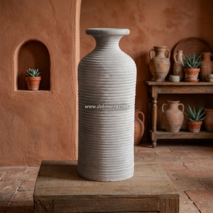 Jarrón Alto Rústico de Terracota Blanca Lisa Girar S, Botella Artesanal de Cerámica, Urna Decorativa para Mesa, Personalizable - Product Image 3