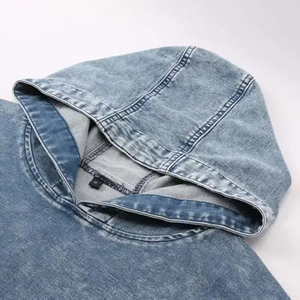 Sudadera con Capucha de Mezclilla de Algodón, Estilo Casual, Unisex, a la Moda, para Usar en la Calle, Talla Grande - Product Image 2