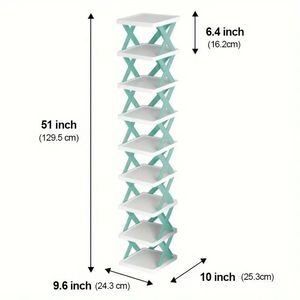 Scarpiera con ingresso stretto alto a 9 strati salvaspazio scarpe impilabili in plastica verticale per armadio per 9 paia di scarpe per Chri - Product Image 3