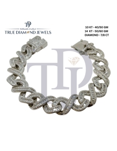 สร้อยข้อมือเพชรแบบคิวบาสุดหรูสี14KT VS1 VS2สี H-I 10KT ทองออปชั่น7CT 8CT เย็นดีไซน์ฮิปฮอปขนาดใหญ่ - Product Image 1