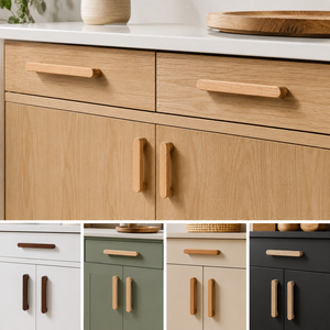 Poignée de meuble de cuisine multifonction en bois de noyer moderne, bouton de porte de placard en hêtre massif, poignée de tiroir allongée pour meubles - Product Image 3