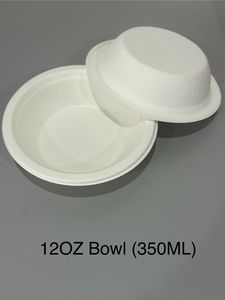 Bols à salade ovales jetables personnalisés en canne à sucre compostable de 12 à 32 oz avec couvercles en bagasse PET biodégradables, compatibles micro-ondes, pour les fêtes - Product Image 6