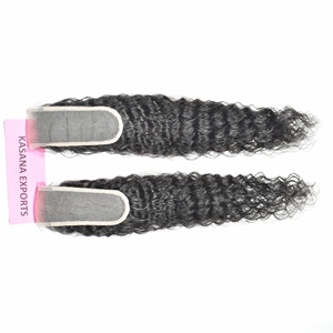 Extensions de cheveux humains pour femmes noires, 100% indiens non traités, closure 2*6, double trame machine, Deep Wave, vente en gros, sans traitement - Product Image 4