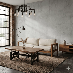 Luxury Live Edge Acacia Coffee <b>Table</b> Industrial Adjustable Iron Center <b>Table</b> Coffee <b>Table</b> Set Living Room Furniture use - Product Image 1