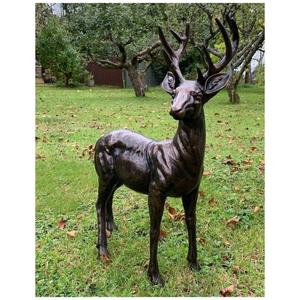 Statue de renne en bronze faite à la main, faible MOQ, décoration de Noël, fournitures de jardin et de ferme, sculpture de cerf grandeur nature, vente chaude - Product Image 1