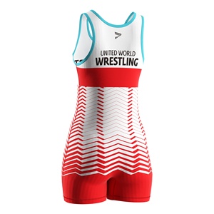 Wrestling Singlet Blue One-Piece Fitted Spandex Polyester <b>Boys</b> Children Martial Arts Wear Sublimation Print - Product Image 6