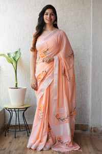 Elegantes Saris de Lino Estampados con Blusa de Lino, Tela Suave y Transpirable, Ideales para Uso Casual en la Oficina y Ocasiones Festivas - Product Image 2