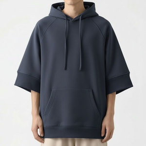 Wholesale <b>Short</b> <b>Sleeve</b> <b>Hoodie</b> Men Oversized Streetwear <b>Hoodie</b> Manufacturer - Product Image 1