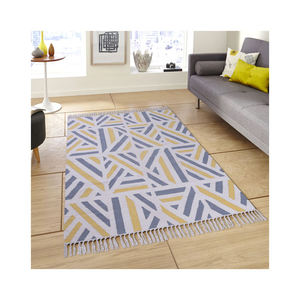 Tapis de couloir personnalisable en coton fin rayé moderne brodé à la main de luxe, lavable, adapté aux animaux domestiques, antidérapant, avec logo personnalisé - Product Image 1