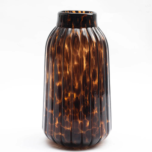Stylish Tortoise <b>Ribbed</b> Glass Flower <b>Vase</b> for Elegant Table Centerpiece and Interior Decoration - Product Image 5