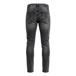 Jean en denim délavé pour homme, coupe slim droite, taille mi-haute, en coton, avec genoux froncés, exporté du Bangladesh - Product Image 6