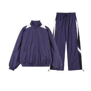 Custom Logo Polyester/Cotton Breathable Winter Windbreaker Streetwear Vintage 2-Piece Jogging Suits Full-<b>Zip</b> <b>Hooded</b> Set Men - Product Image 2