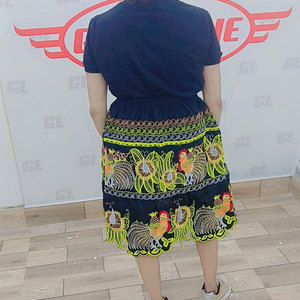 Jupe midi décontractée en mousseline unie style micronésien, taille haute, broderie, nouvelle collection été 2026 pour femme - Product Image 3