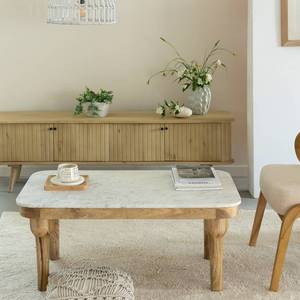 Table basse Vandana Elara Astra en marbre et bois d'acacia - Product Image 5