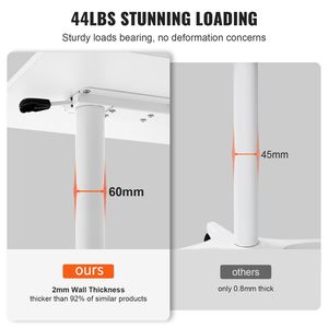 Scrivania Mobile con Molla a Gas da 28,5''-44,2'' con Ruote Girevoli a 360 Gradi, 2 Ruote Bloccabili, Altezza Regolabile, Scrivania Portatile per Computer - Product Image 5