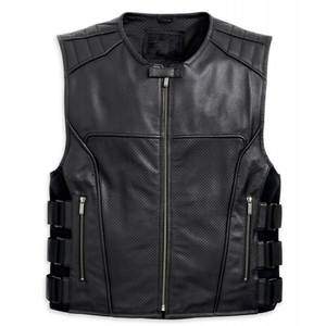 OEM High-Ranking Men's Technical Leather Body <b>Warmer</b> - Modern Perforated Design for Global Export - Product Image 1