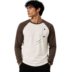 Camiseta de Manga Larga Raglán Blanca y Marrón Chocolate Personalizada para Hombre, Camiseta de Béisbol con Cuello Redondo de Algodón Premium, Ropa Personalizada OEM - Product Image 1