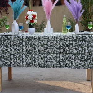 Premium Cotton Hand Block Print Floral Design Eco-Friendly Tablecloth Handmade <b>Table</b> Cover Intricate Embroidered Pattern - Product Image 5