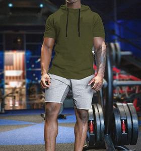 Men's Fashion Athletic Hoodies Pullover Muscle Fit Workout <b>Gym</b> Sweatshirt Cotton Short Sleeve <b>Hoodie</b> - Product Image 3