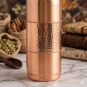 Premium Handmade Copper <b>Water</b> <b>Bottle</b> Round Minimalist Design Reusable Ayurvedic Drinking <b>Bottle</b> Custom Logo for <b>Bulk</b> Buyers - Product Image 3