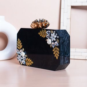 Sac de soirée élégant en acrylique finition pierre bleue pour femmes, idéal pour les fêtes et les occasions formelles - Product Image 2