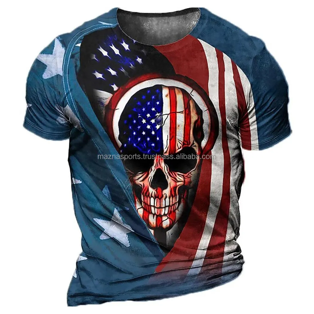 Vintage American Style T Shirt For Men 3d Us Flag Print T-shirts Street Short Sleeve Oversized Tops Tee Shirt Men Clothing