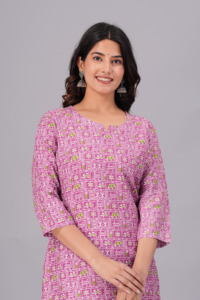 Women Pink Printed <b>Kurti</b> Ethnic Casual Wear <b>Kurti</b>, Embroidery Work <b>Kurti</b> , Trendy <b>Kurti</b> , New Kurta - Product Image 6