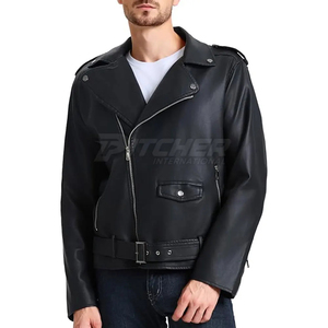 Veste de moto réversible en cuir PU noir pour homme, imperméable, fermeture éclair, col à capuche, doublure en coton - Product Image 6