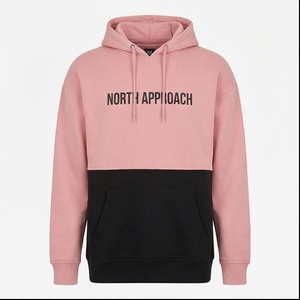 Sweat à capuche oversize pour homme North Approach, rose et noir, en polaire, décontracté, avec poche avant - Product Image 1